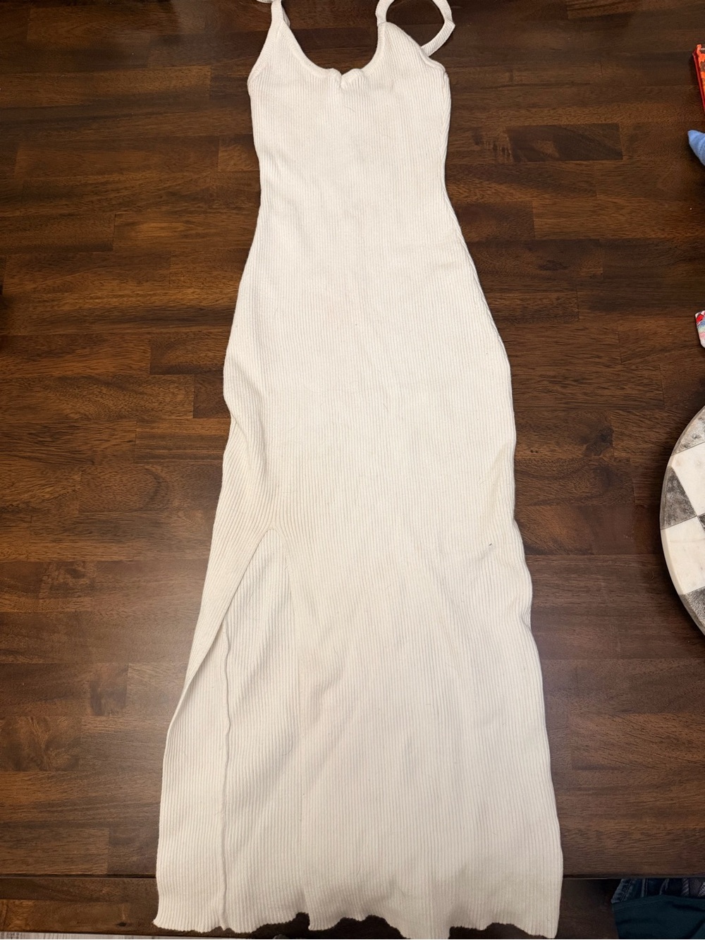 Windsor Cream Ribbed Midi Dress with Side Slit